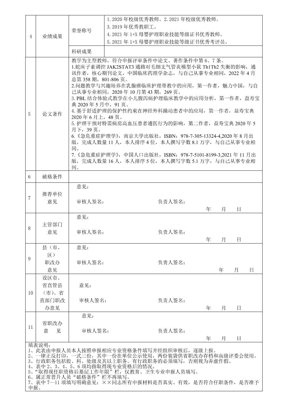 田晶晶2022年任职资格情况一览表