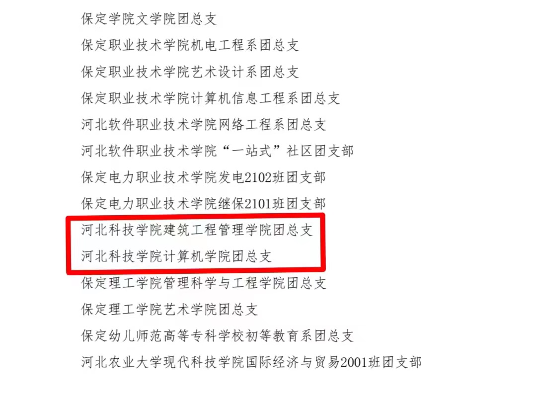 太阳集团tcy8722团委被评选为2023年保定市五四先进集体我校两个团支部和9人上榜