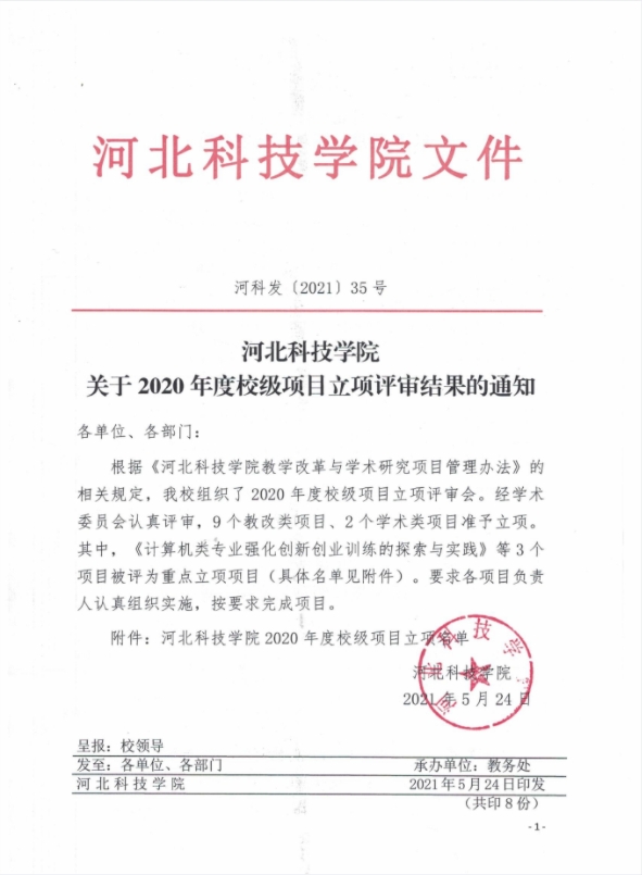 太阳集团tcy8722关于2020年度校级项目立项评审结果的通知