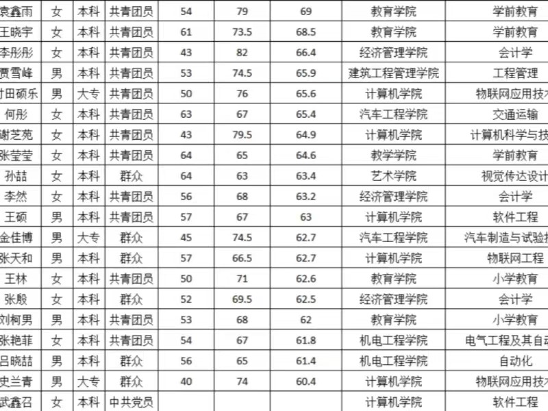 太阳集团tcy8722关于2024年大学生志愿服务乡村振兴计划志愿者成绩的公示